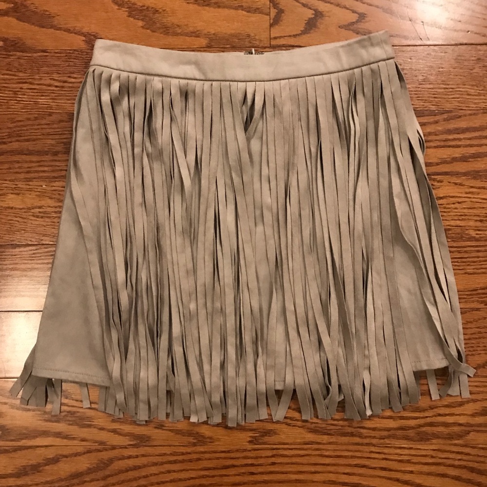 WORN ONCE! BB Dakota suede fringe skirt